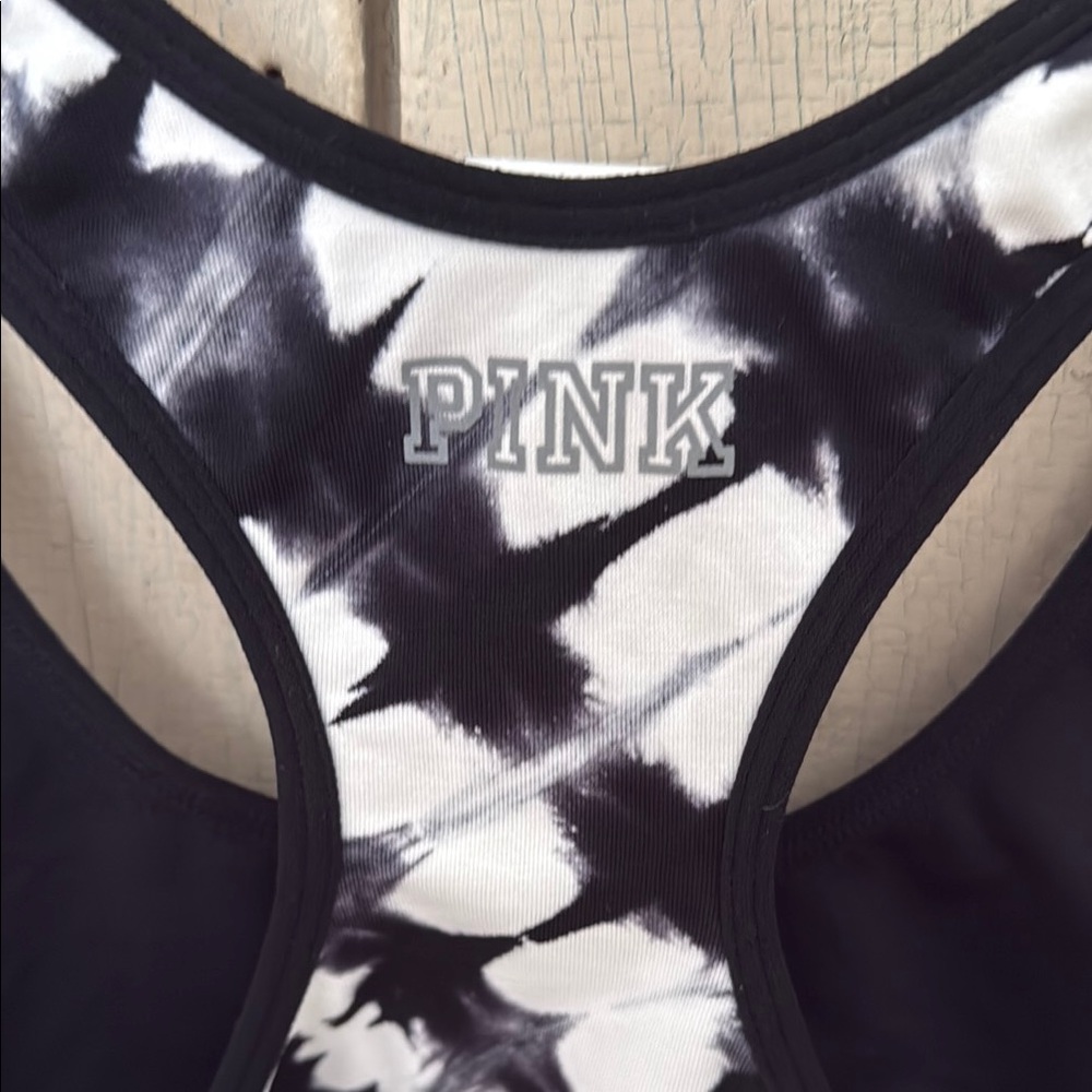Victoria’s Secret PINK Black and White Tie-Dye Sports Bra - NWOT - Picture 5 of 8